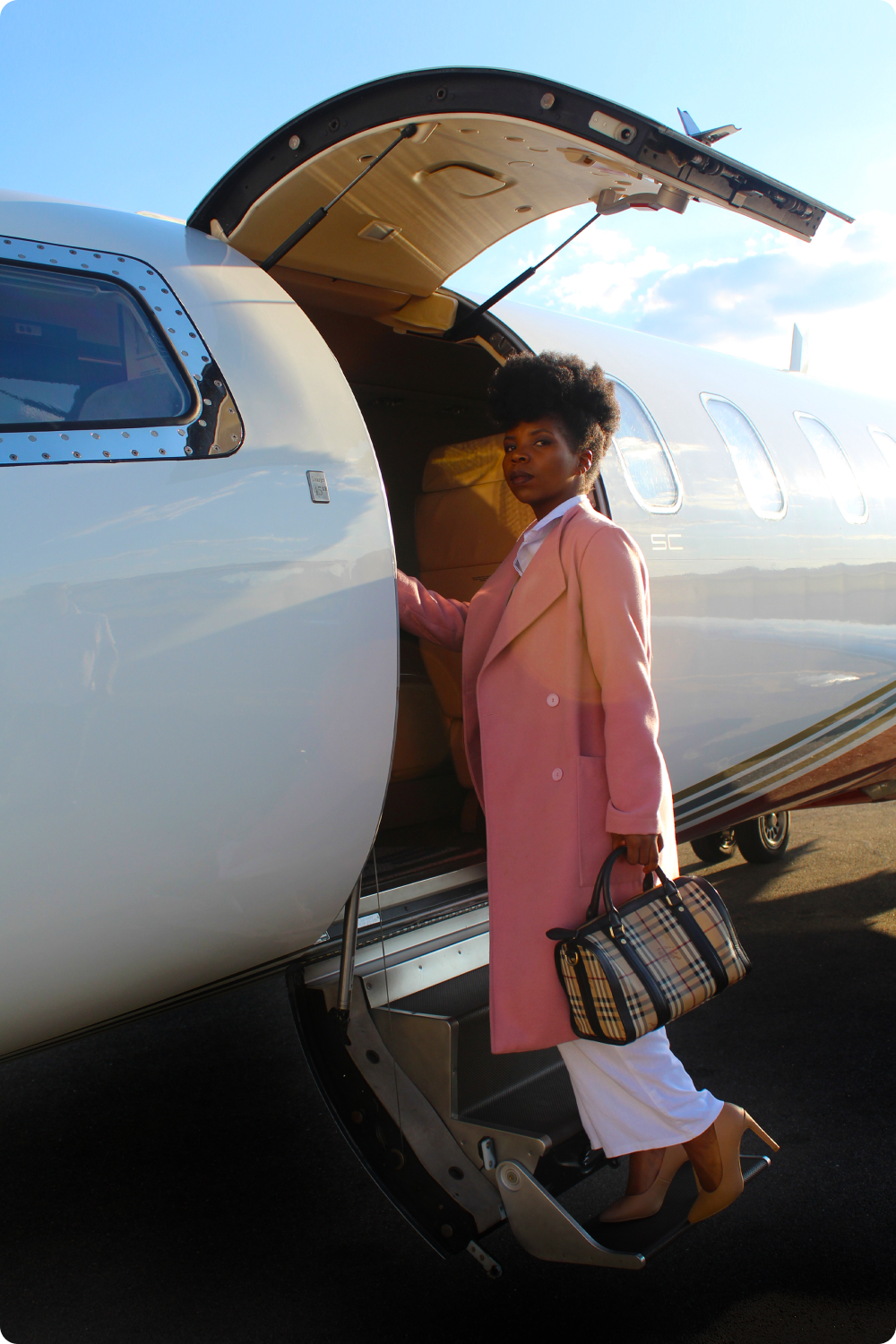 Guest stepping aboard with luggage stowed