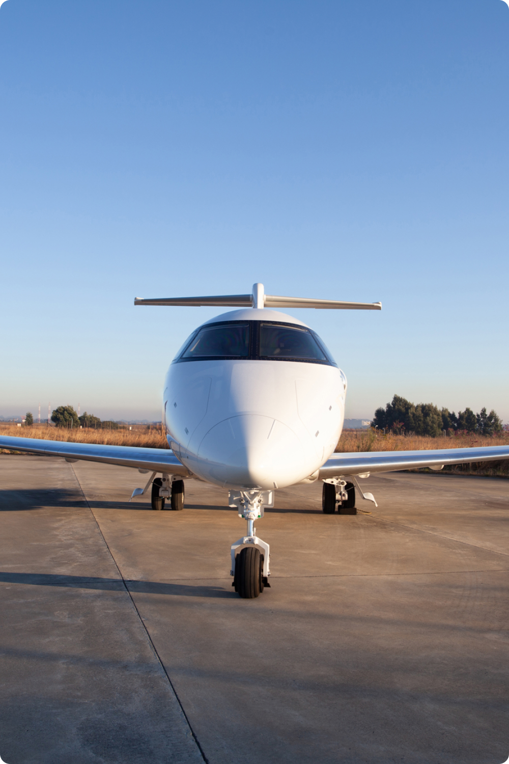 Business jet facing the camera on the apron